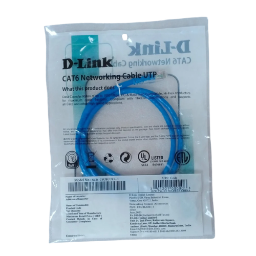 D-Link Cat6 UTP 24AWG Patch Cord-1M-Blue